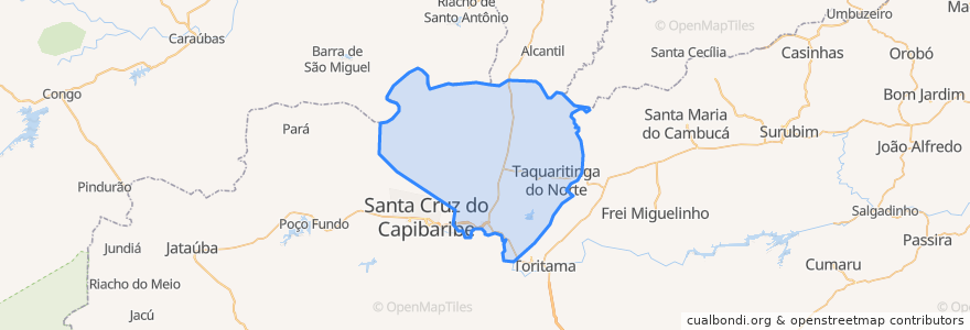 Mapa de ubicacion de Taquaritinga do Norte.