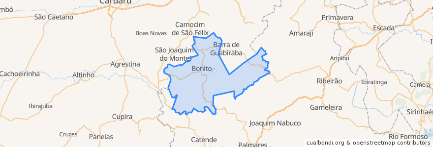 Mapa de ubicacion de Bonito.