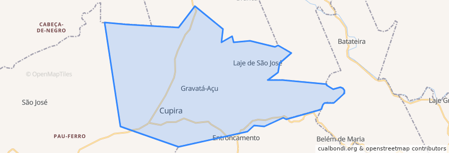 Mapa de ubicacion de Cupira.