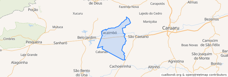 Mapa de ubicacion de Tacaimbó.