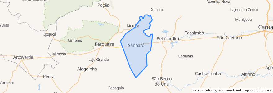 Mapa de ubicacion de Sanharó.