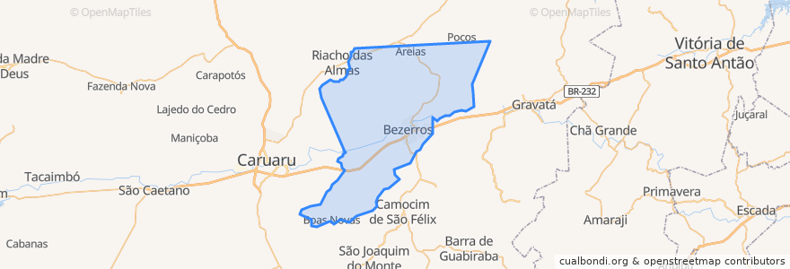 Mapa de ubicacion de Bezerros.