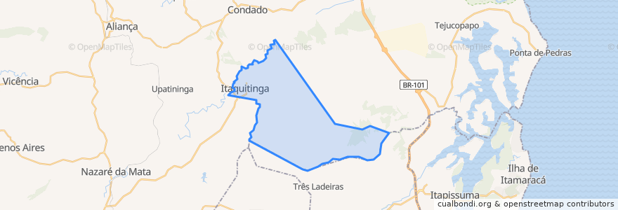 Mapa de ubicacion de Itaquitinga.