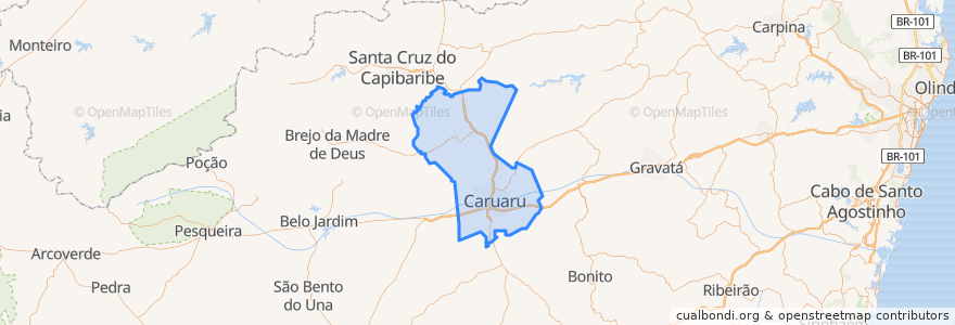 Mapa de ubicacion de Caruaru.