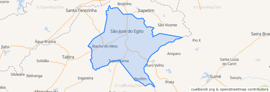 Mapa de ubicacion de São José do Egito.