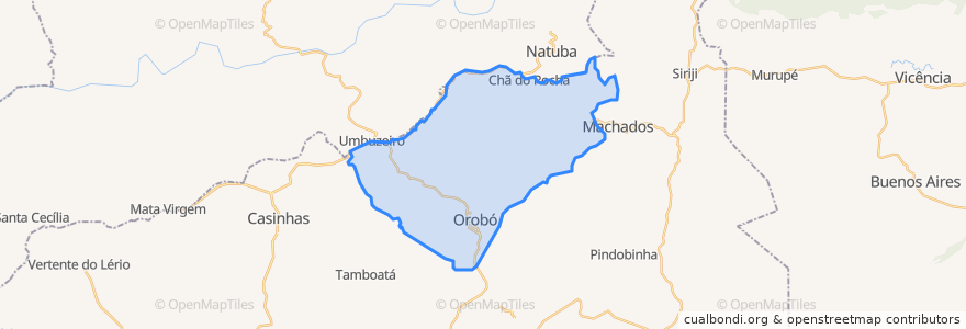 Mapa de ubicacion de Orobó.