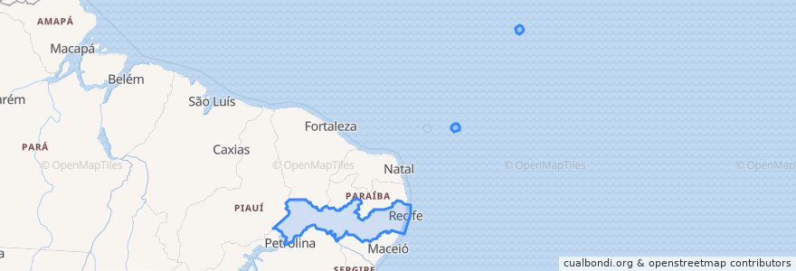 Mapa de ubicacion de Pernambuco.