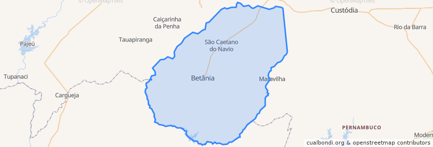 Mapa de ubicacion de Betânia.