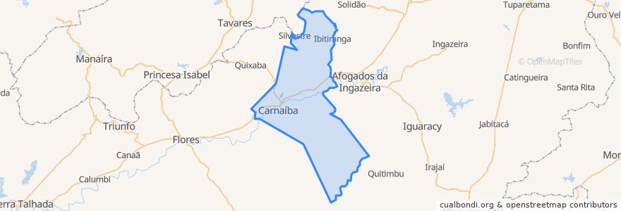 Mapa de ubicacion de Carnaíba.