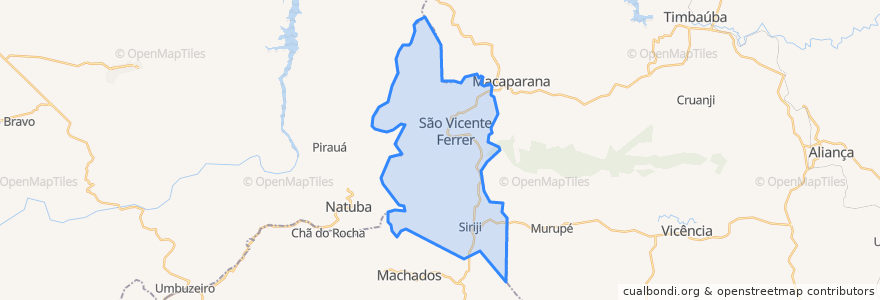 Mapa de ubicacion de São Vicente Férrer.