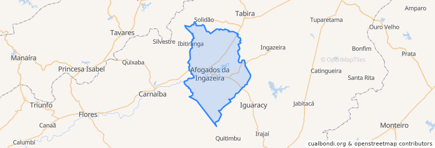 Mapa de ubicacion de Afogados da Ingazeira.