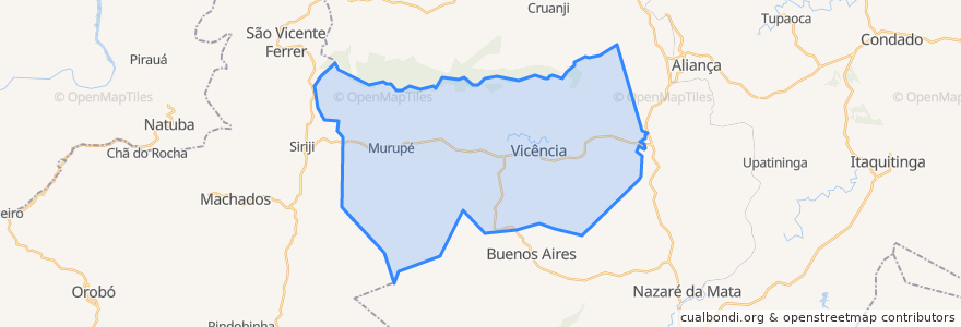 Mapa de ubicacion de Vicência.