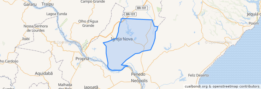 Mapa de ubicacion de Igreja Nova.