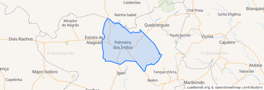 Mapa de ubicacion de Palmeira dos Índios.