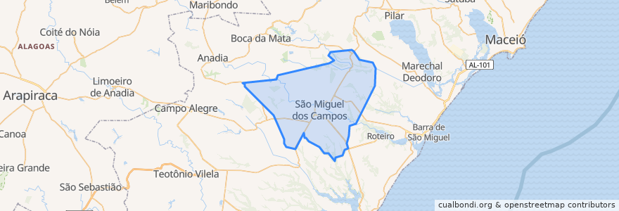 Mapa de ubicacion de São Miguel dos Campos.