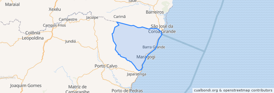 Mapa de ubicacion de Maragogi.