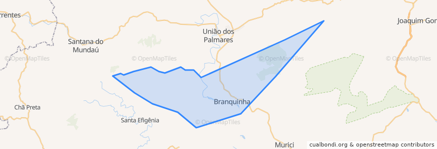 Mapa de ubicacion de Branquinha.