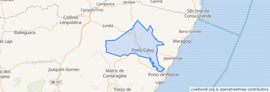 Mapa de ubicacion de Porto Calvo.