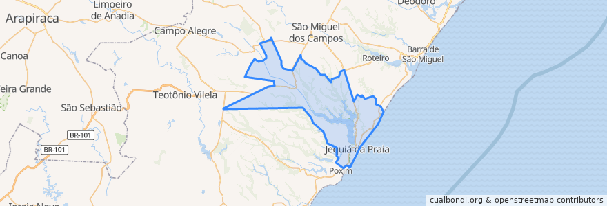 Mapa de ubicacion de Jequiá da Praia.