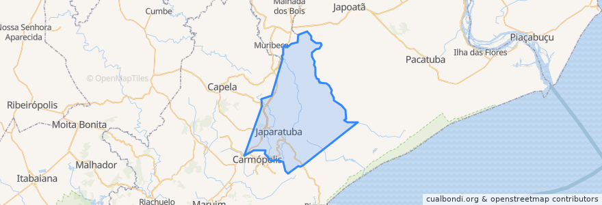 Mapa de ubicacion de Japaratuba.