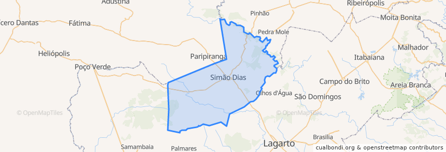 Mapa de ubicacion de Simão Dias.