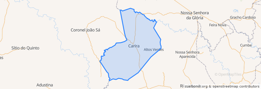 Mapa de ubicacion de Carira.