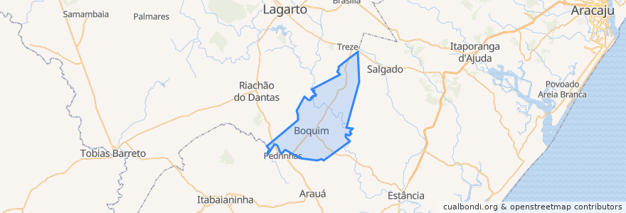 Mapa de ubicacion de Boquim.