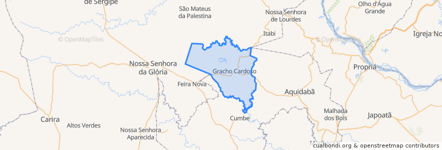 Mapa de ubicacion de Graccho Cardoso.