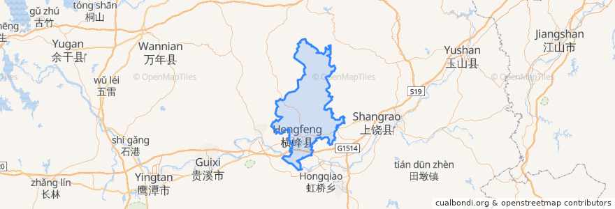 Mapa de ubicacion de 横峰县.