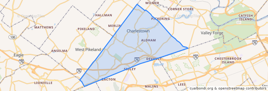 Mapa de ubicacion de Charlestown Township.