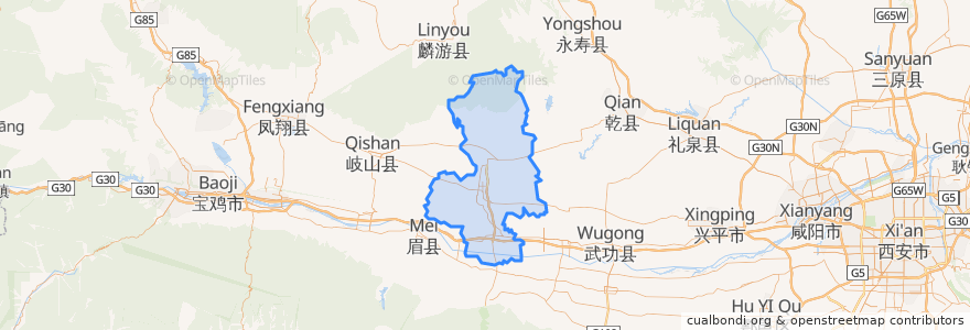 Mapa de ubicacion de 扶风县.