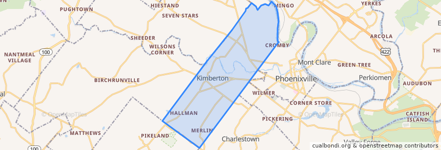 Mapa de ubicacion de East Pikeland Township.