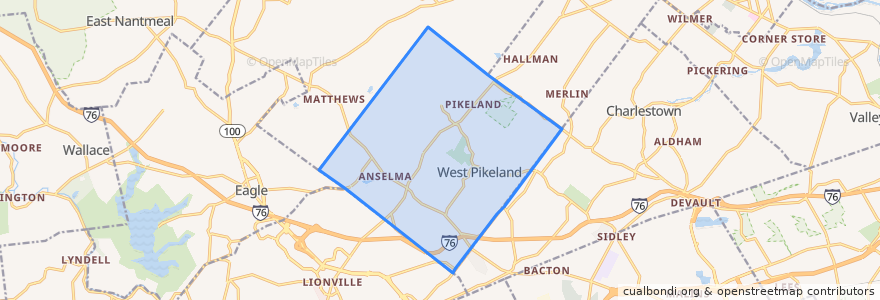 Mapa de ubicacion de West Pikeland Township.