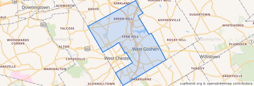 Mapa de ubicacion de West Goshen Township.
