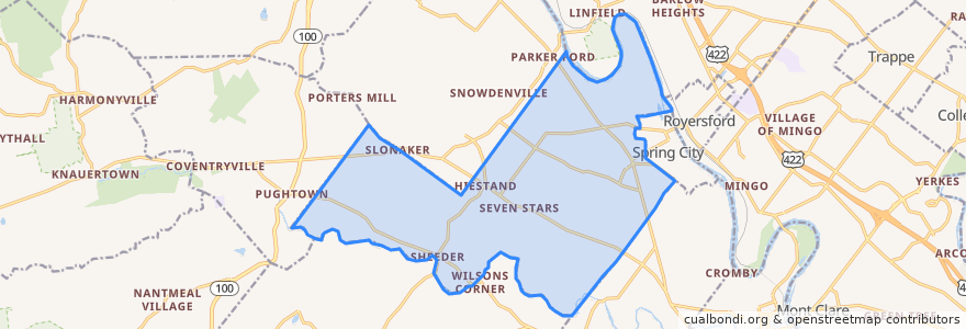 Mapa de ubicacion de East Vincent Township.