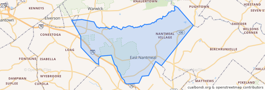 Mapa de ubicacion de East Nantmeal Township.