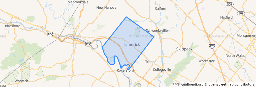 Mapa de ubicacion de Limerick Township.