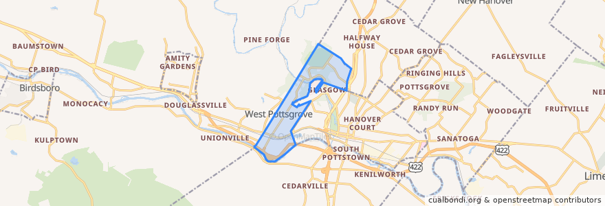 Mapa de ubicacion de West Pottsgrove.