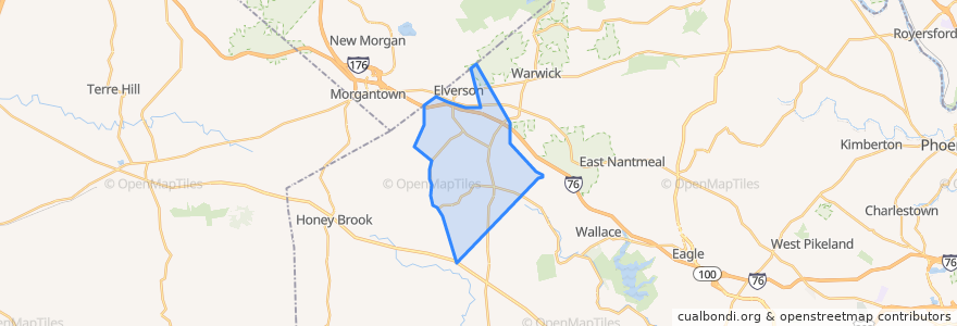 Mapa de ubicacion de West Nantmeal Township.