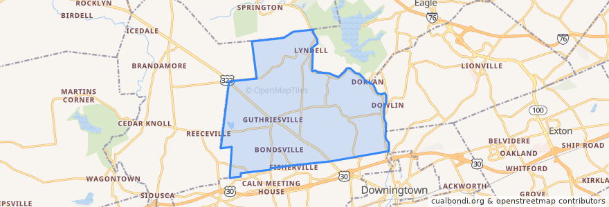 Mapa de ubicacion de East Brandywine Township.