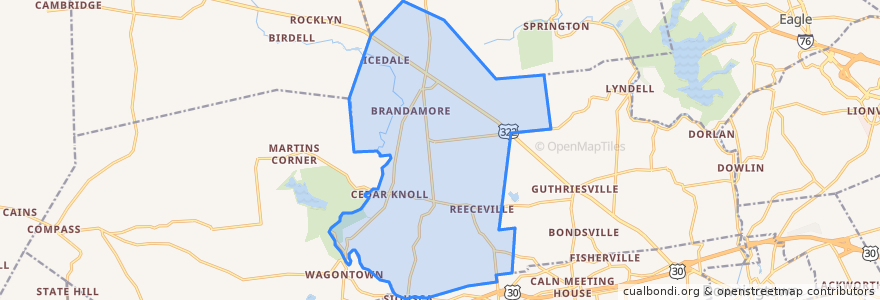 Mapa de ubicacion de West Brandywine Township.