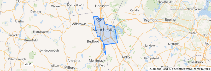 Mapa de ubicacion de Manchester.