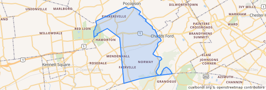 Mapa de ubicacion de Pennsbury Township.