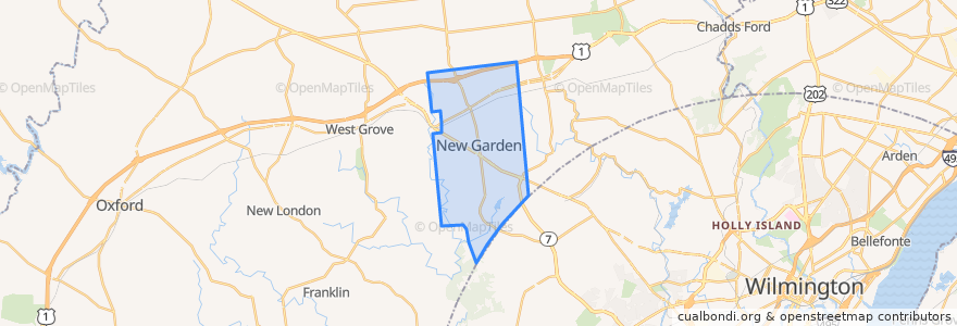 Mapa de ubicacion de New Garden Township.