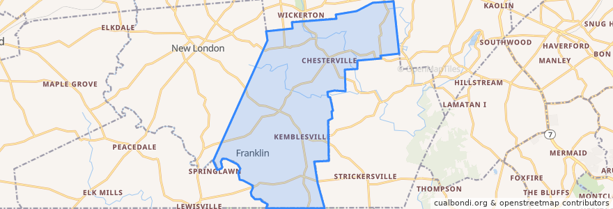 Mapa de ubicacion de Franklin Township.