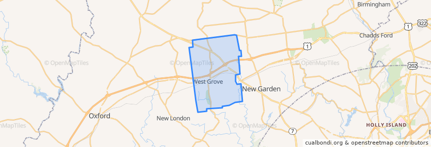 Mapa de ubicacion de London Grove Township.