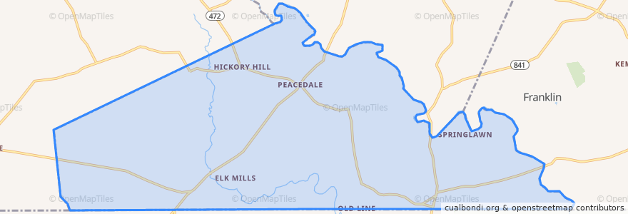 Mapa de ubicacion de Elk Township.