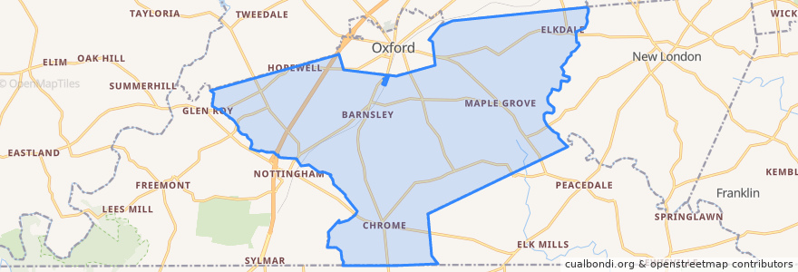 Mapa de ubicacion de East Nottingham Township.