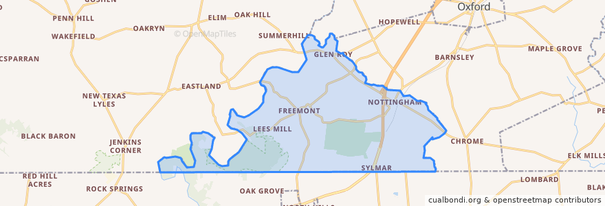 Mapa de ubicacion de West Nottingham Township.