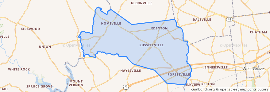 Mapa de ubicacion de Upper Oxford Township.